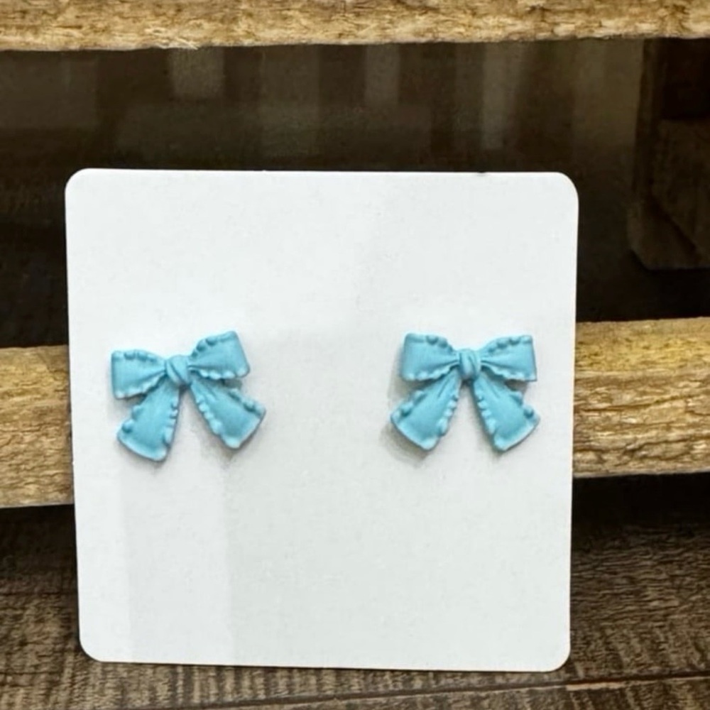 Blue Bow Earrings